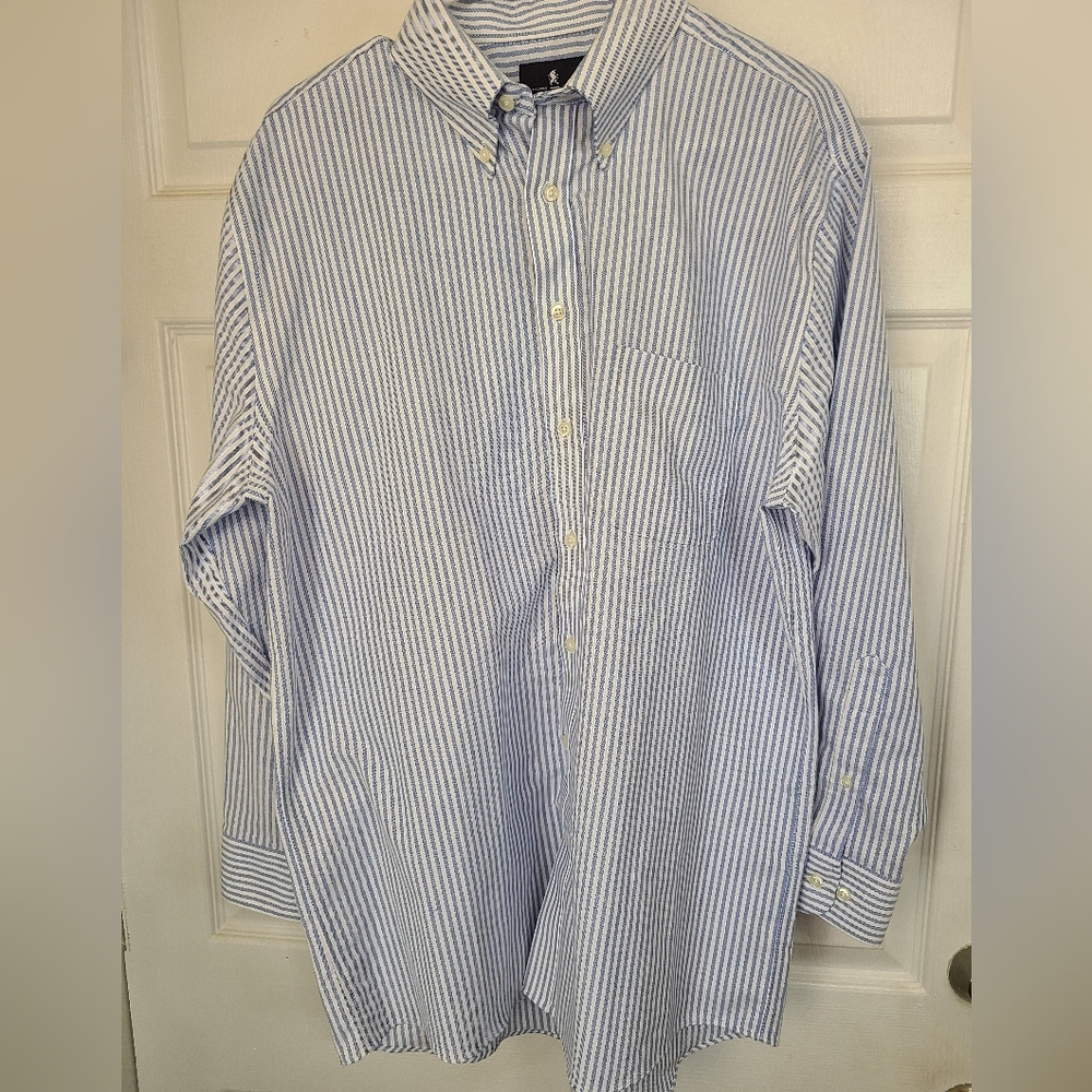 (1151) Stafford Men's Traveler  Oxford Dress Shirt,Size: L, Color: White